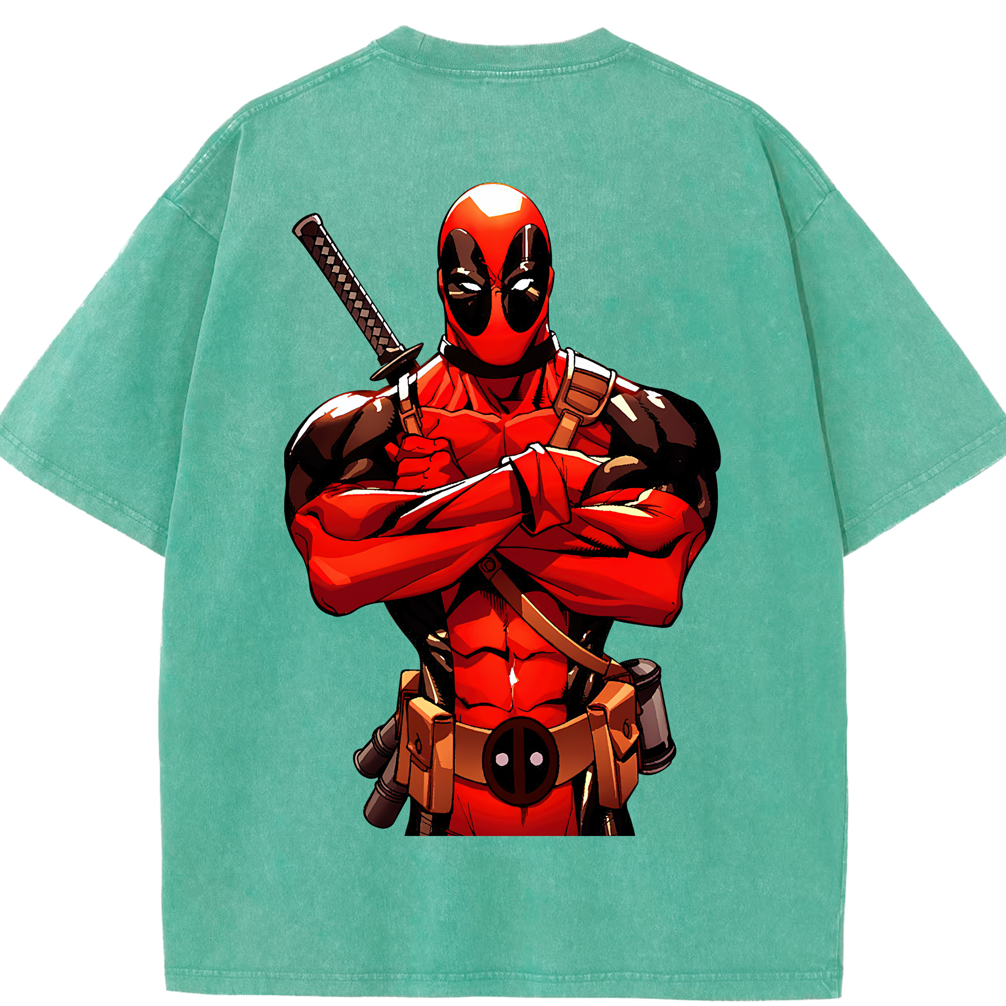 （画像用） Deadpool デッドプール 綿100% ヴィンテージ風 半袖Tシャツ（背面プリント）
